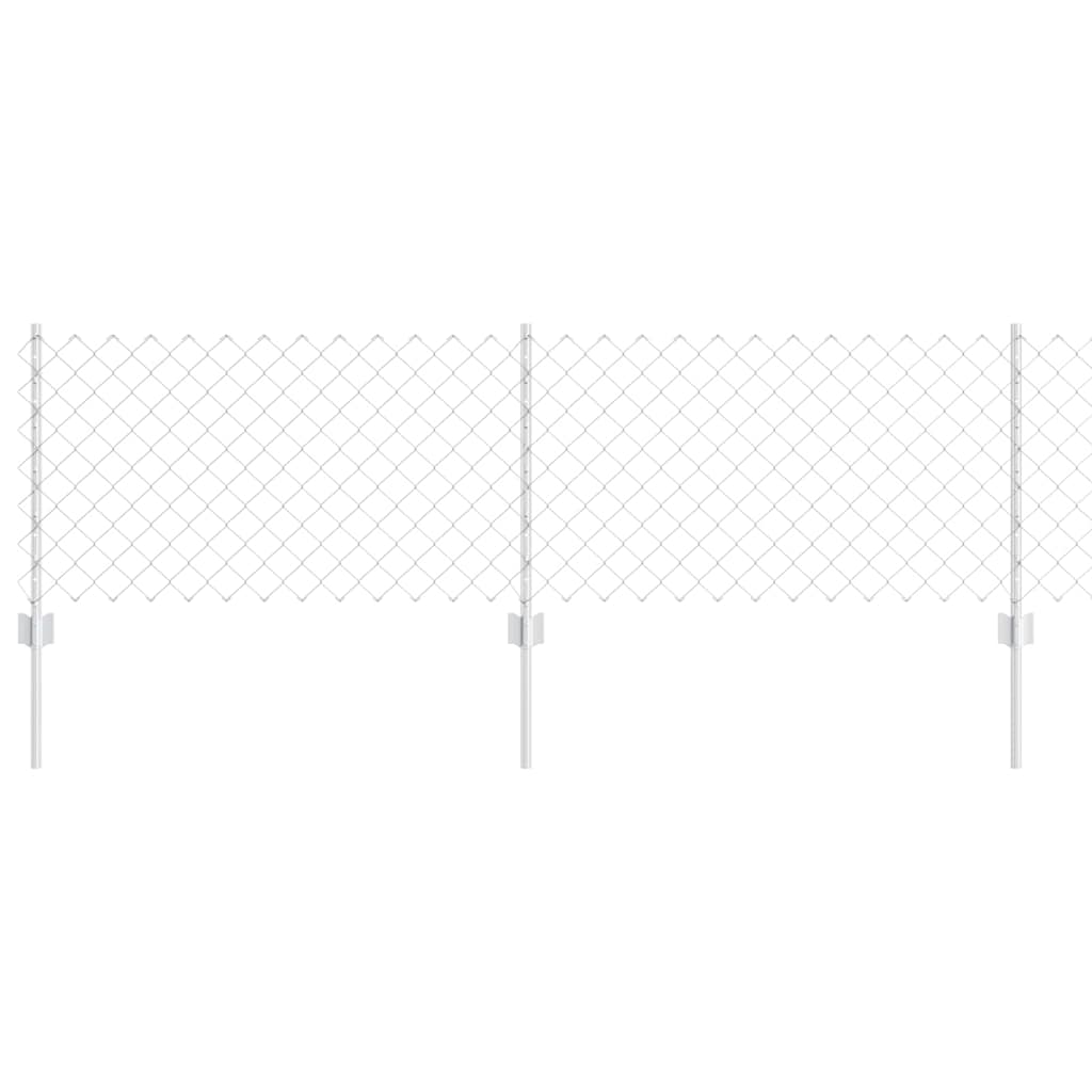 Chainlink Fence with Post 10 x 0.6 m Galvanised Steel Silver