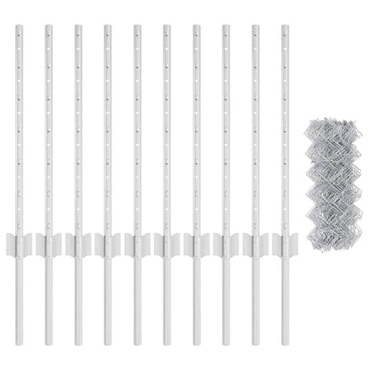 Chainlink Fence with Post 10 x 0.6 m Galvanised Steel Silver