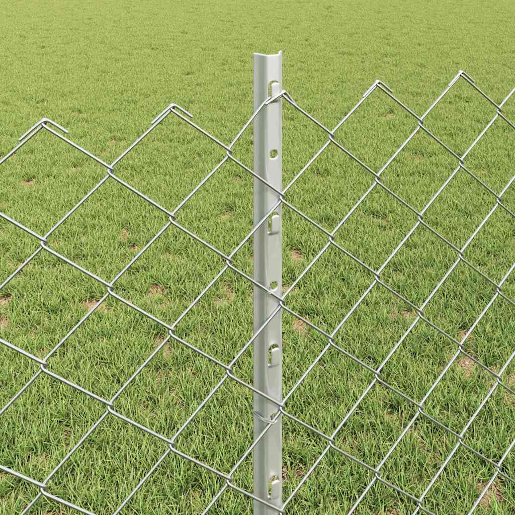 Chainlink Fence with Post 10 x 0.8 m Galvanised Steel Silver
