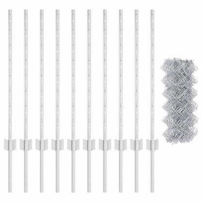 Chainlink Fence with Post 10 x 0.8 m Galvanised Steel Silver
