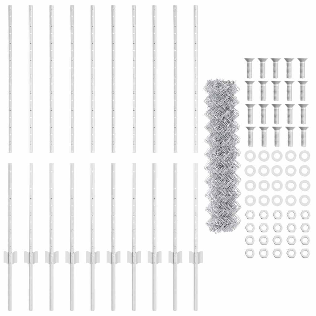 Chainlink Fence with Post 10 x 1.2 m Galvanised Steel Silver