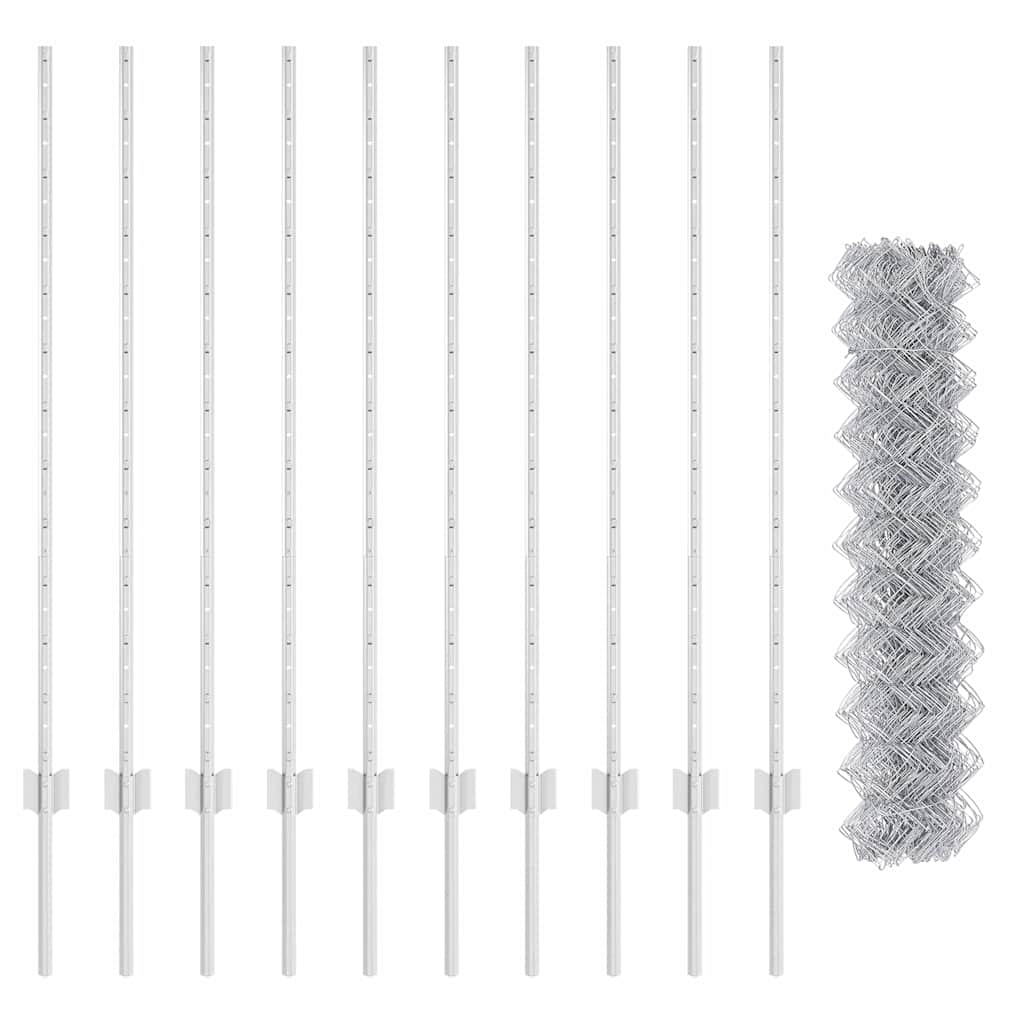 Chainlink Fence with Post 10 x 1.2 m Galvanised Steel Silver