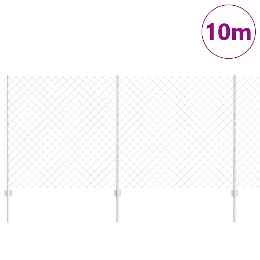 Chainlink Fence with Post 10 x 1.2 m Galvanised Steel Silver