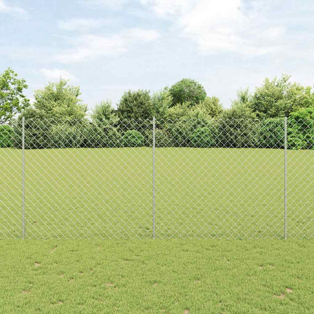 Chainlink Fence with Post 10 x 1.4 m Galvanised Steel Silver