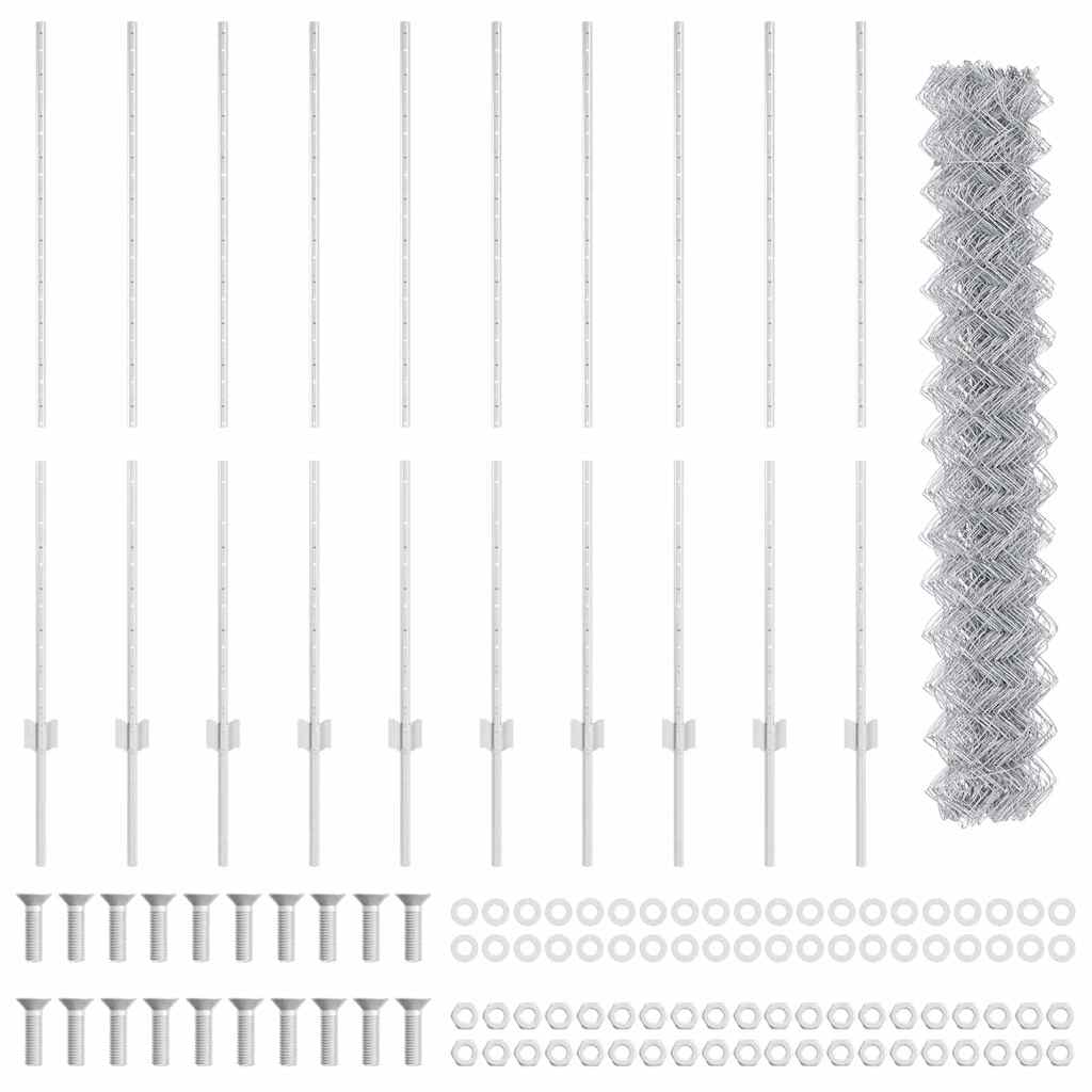 Chainlink Fence with Post 10 x 1.4 m Galvanised Steel Silver