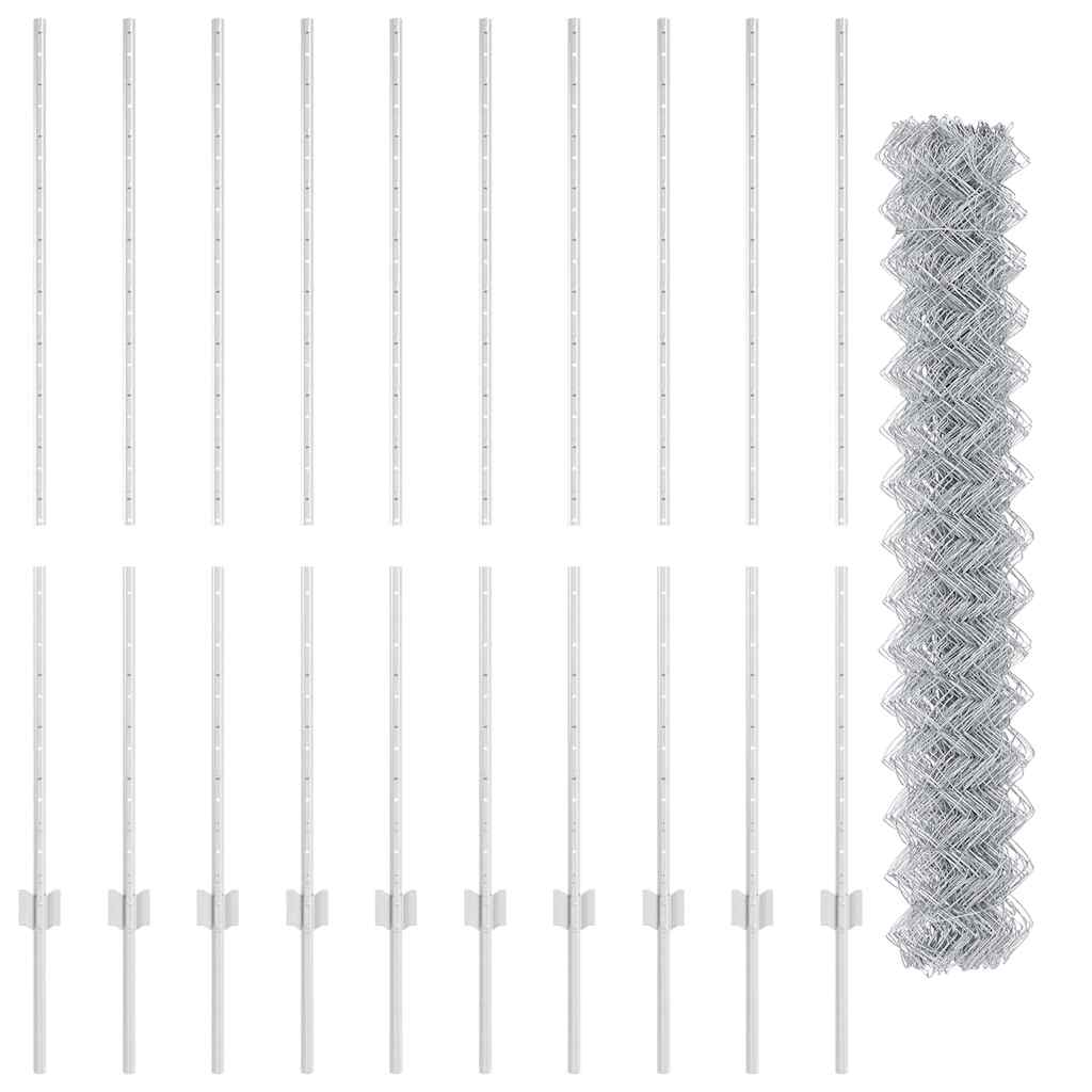 Chainlink Fence with Post 10 x 1.4 m Galvanised Steel Silver
