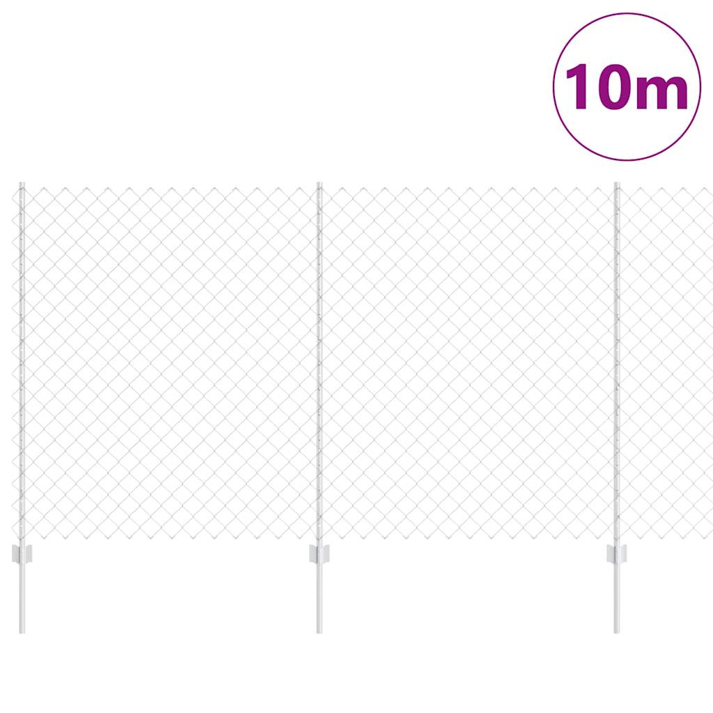 Chainlink Fence with Post 10 x 1.4 m Galvanised Steel Silver