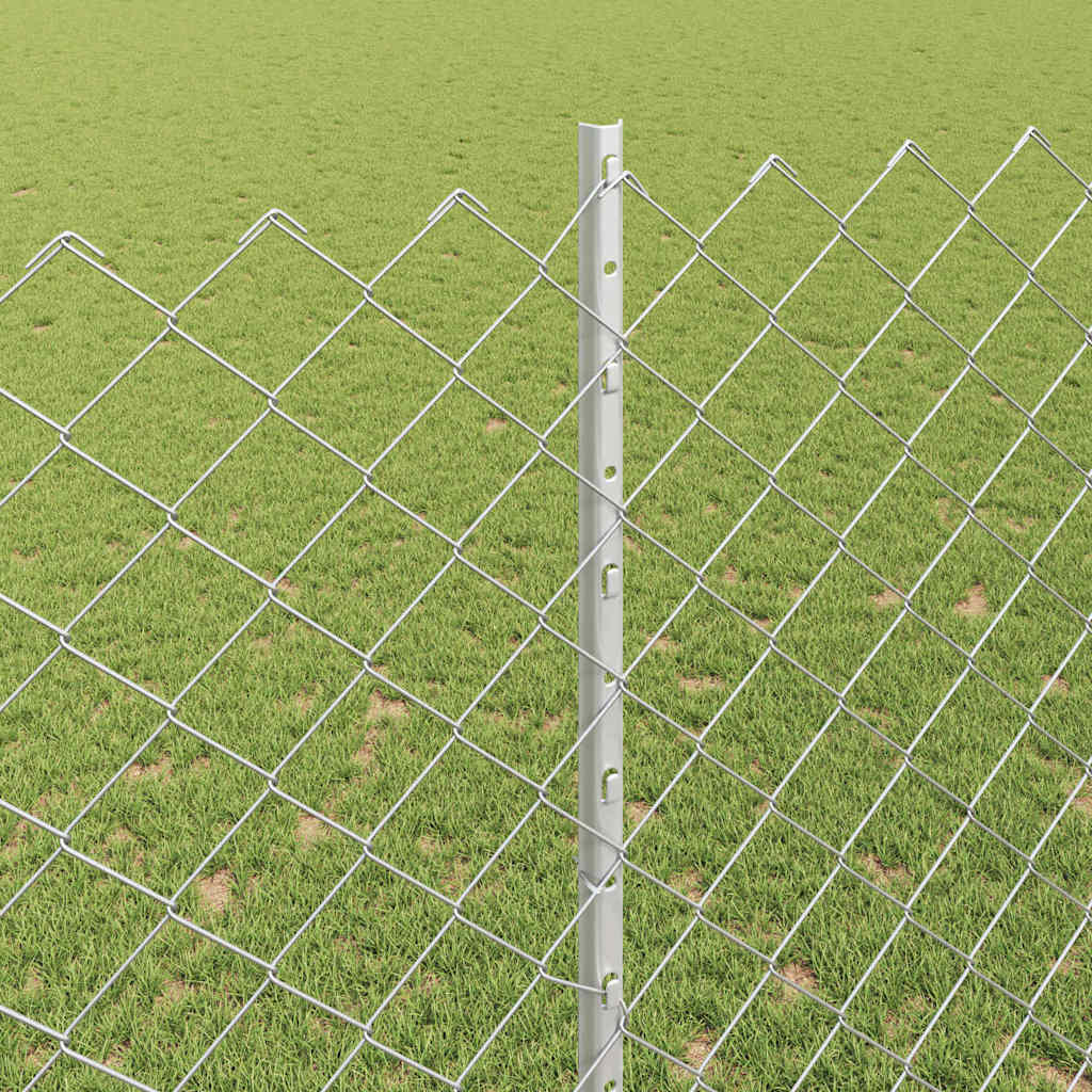 Chainlink Fence with Post 10 x 1.5 m Galvanised Steel Silver