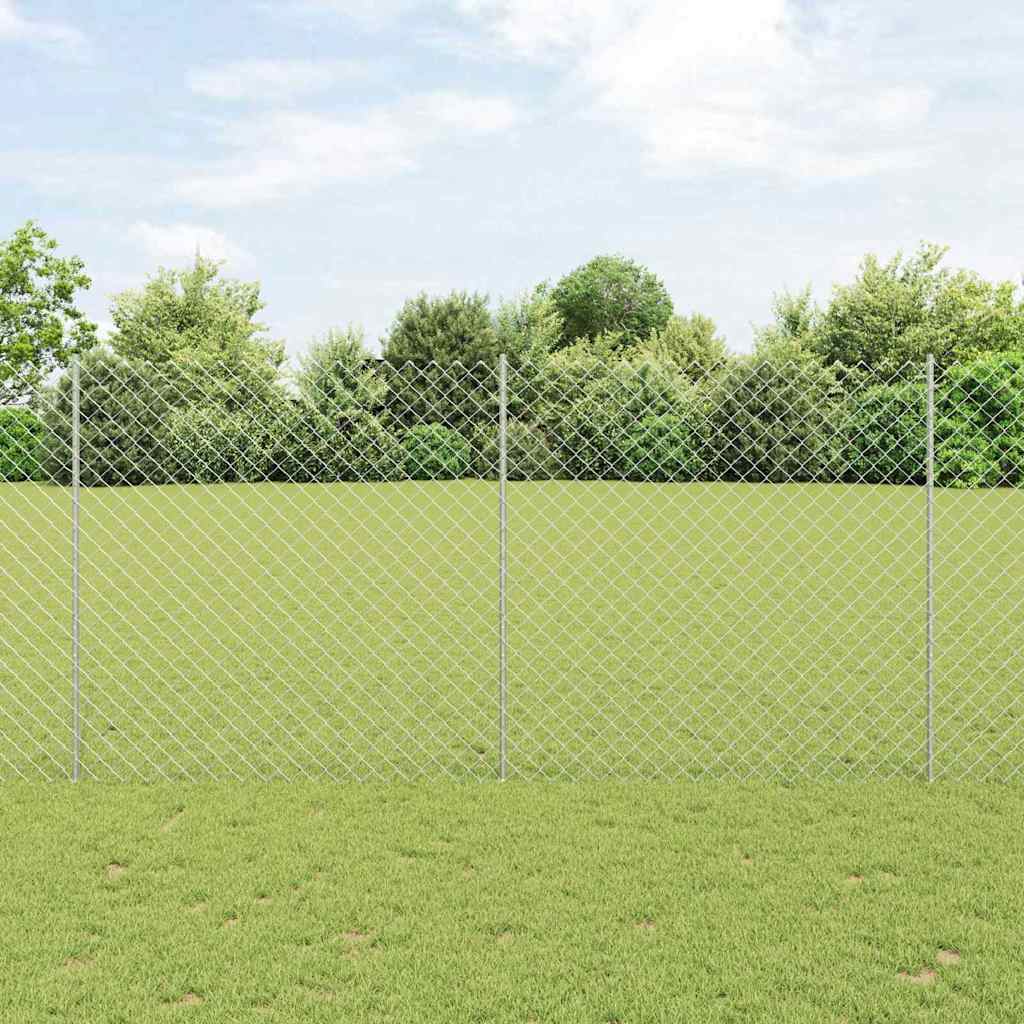 Chainlink Fence with Post 10 x 1.5 m Galvanised Steel Silver