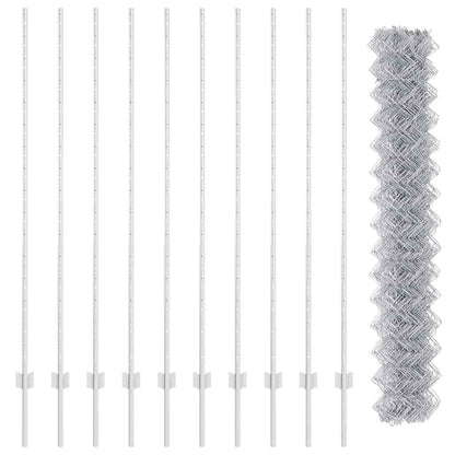 Chainlink Fence with Post 10 x 1.5 m Galvanised Steel Silver