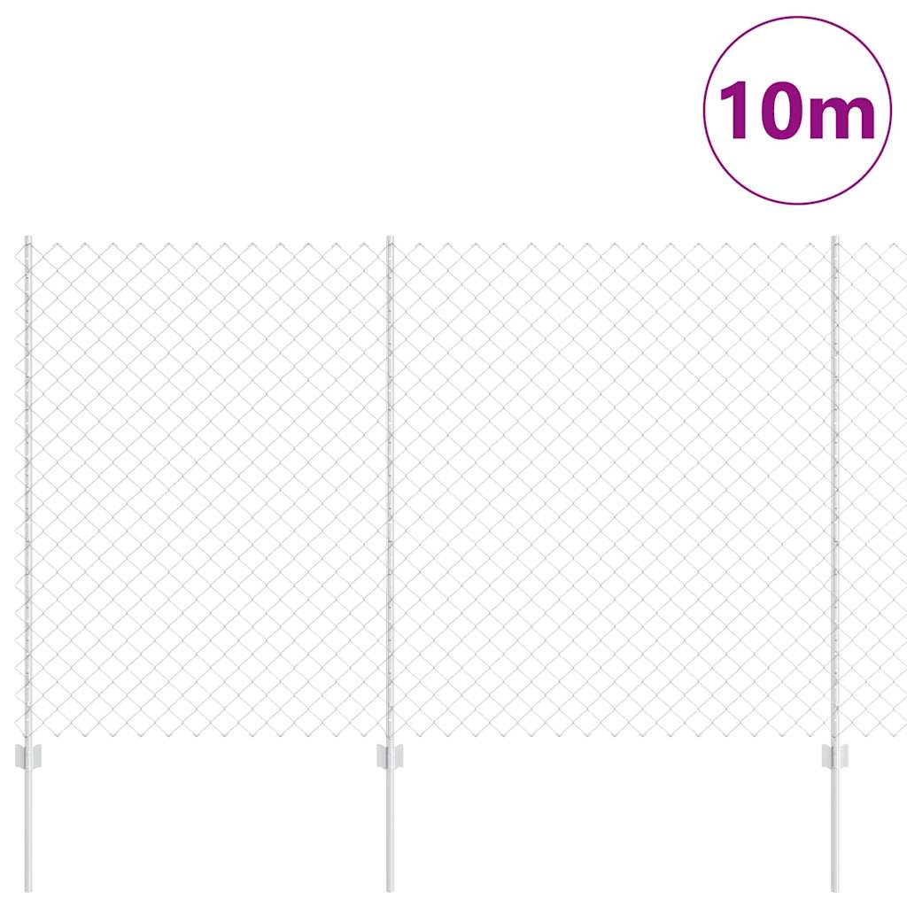Chainlink Fence with Post 10 x 1.6 m Galvanised Steel Silver