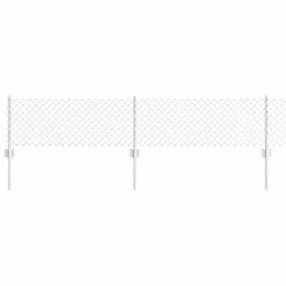 Chainlink Fence with Post 25 x 0.4 m Galvanised Steel Silver