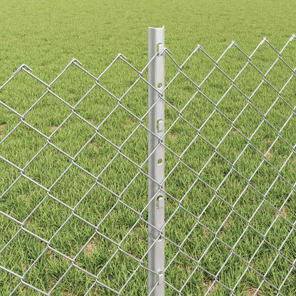 Chainlink Fence with Post 25 x 0.6 m Galvanised Steel Silver