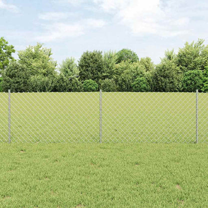 Chainlink Fence with Post 25 x 0.6 m Galvanised Steel Silver