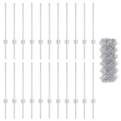 Chainlink Fence with Post 25 x 0.6 m Galvanised Steel Silver