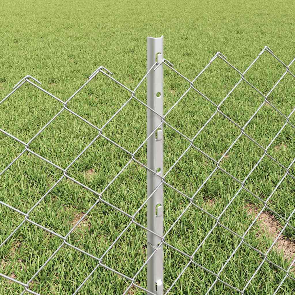Chainlink Fence with Post 25 x 0.4 m Galvanised Steel Silver