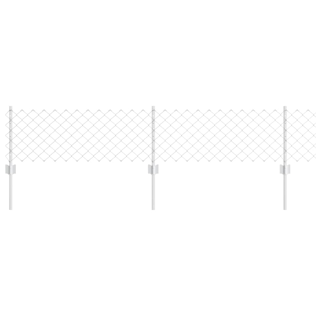 Chainlink Fence with Post 25 x 0.4 m Galvanised Steel Silver