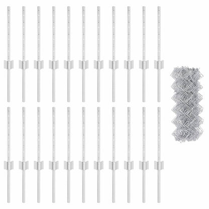 Chainlink Fence with Post 25 x 0.4 m Galvanised Steel Silver