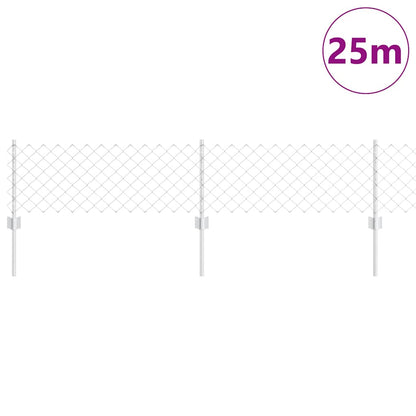 Chainlink Fence with Post 25 x 0.4 m Galvanised Steel Silver