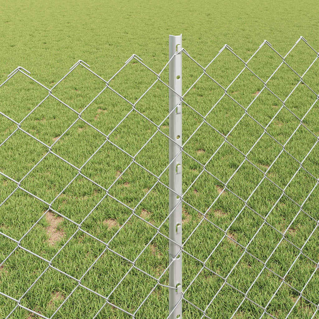 Chainlink Fence with Post 25 x 1 m Galvanised Steel Silver Mesh