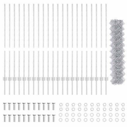 Chainlink Fence with Post 25 x 1.2 m Galvanised Steel Silver
