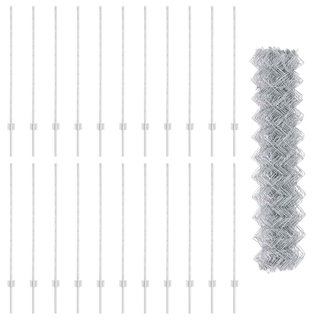 Chainlink Fence with Post 25 x 1.2 m Galvanised Steel Silver