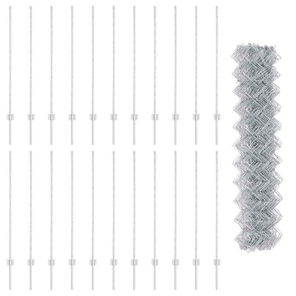 Chainlink Fence with Post 25 x 1.2 m Galvanised Steel Silver