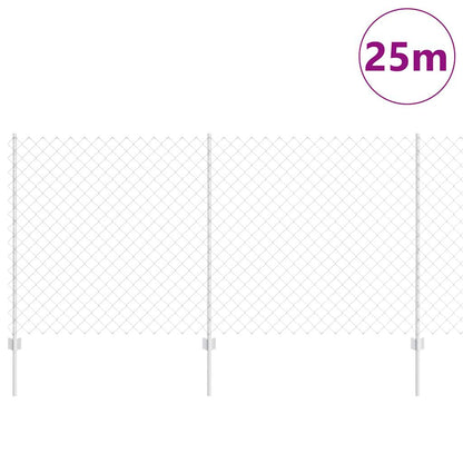 Chainlink Fence with Post 25 x 1.2 m Galvanised Steel Silver