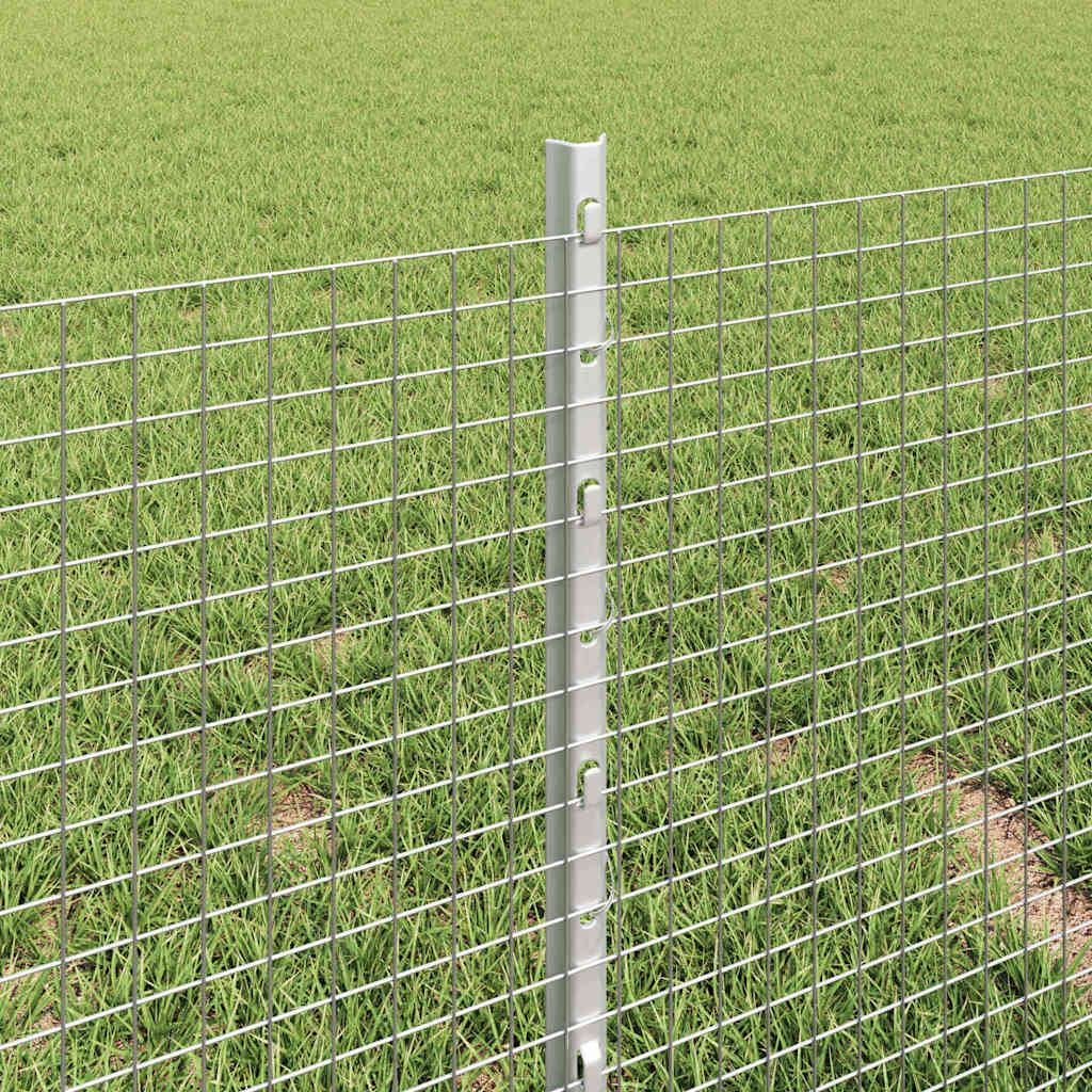 Welded Wire Fence with Posts 10 x 0.4 m Galvanised Steel Silver