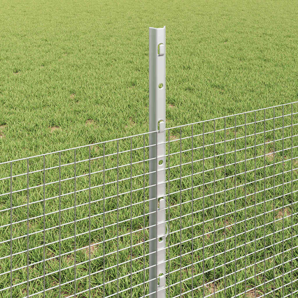 Welded Wire Fence with Posts 10 x 0.5 m Galvanised Steel Silver