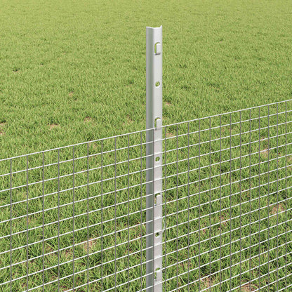 Welded Wire Fence with Posts 10 x 0.5 m Galvanised Steel Silver
