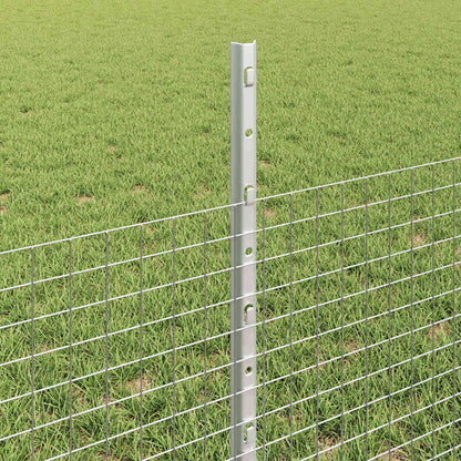 Welded Wire Fence with Posts 10 x 0.5 m Galvanised Steel Silver