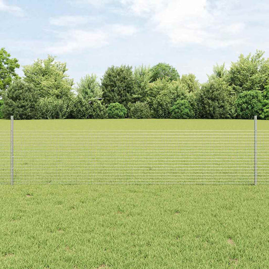 Welded Wire Fence with Posts 10 x 0.5 m Galvanised Steel Silver
