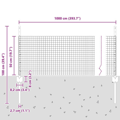 Welded Wire Fence with Posts 10 x 0.5 m Galvanised Steel Silver