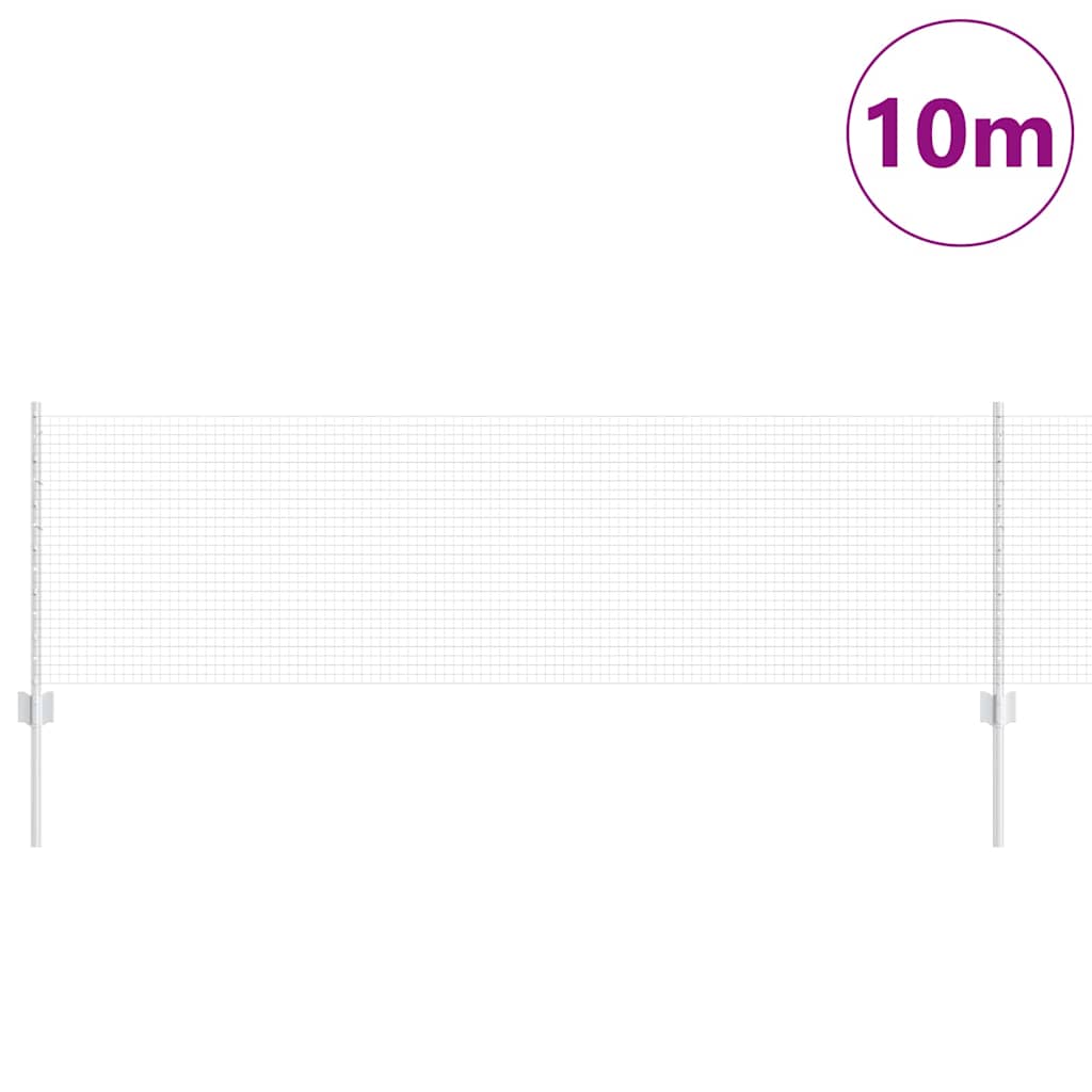 Welded Wire Fence with Posts 10 x 0.6 m Galvanised Steel Silver