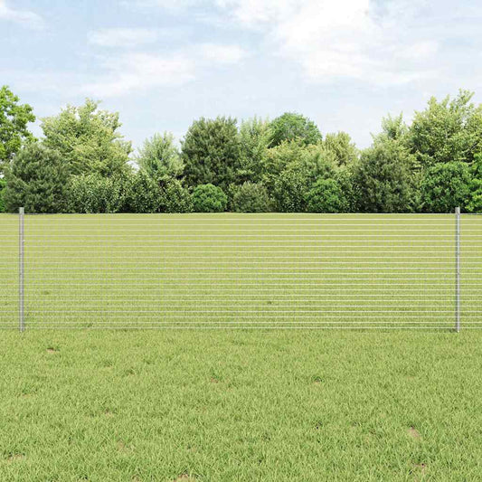 Welded Wire Fence with Posts 10 x 0.6 m Galvanised Steel Silver