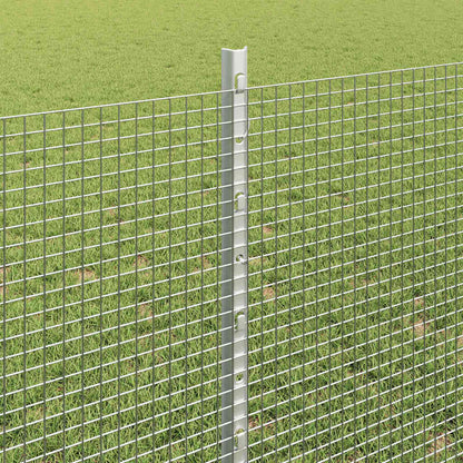 Welded Wire Fence with Posts 10 x 0.8 m Galvanised Steel Silver