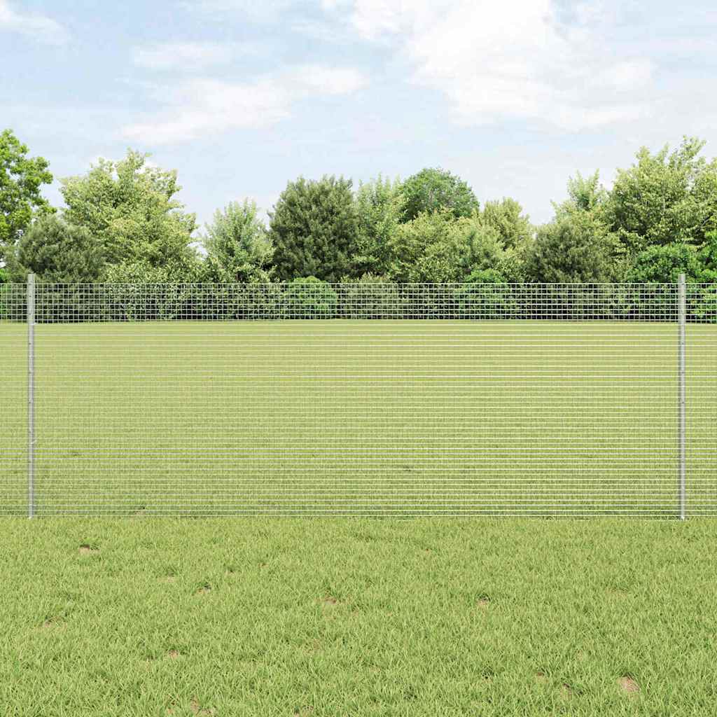 Welded Wire Fence with Posts 10 x 0.8 m Galvanised Steel Silver