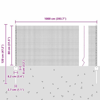 Welded Wire Fence with Posts 10 x 0.8 m Galvanised Steel Silver