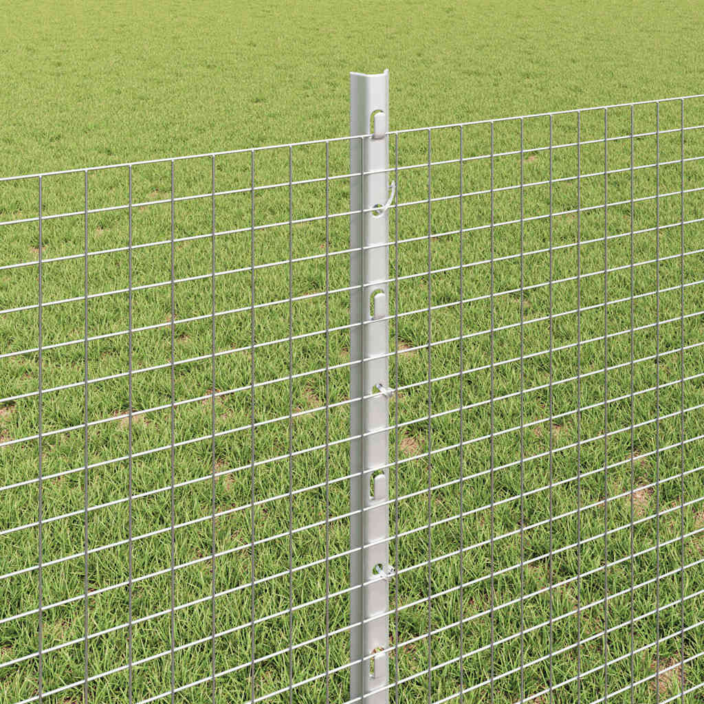 Welded Wire Fence with Posts 10 x 0.8 m Galvanised Steel Silver
