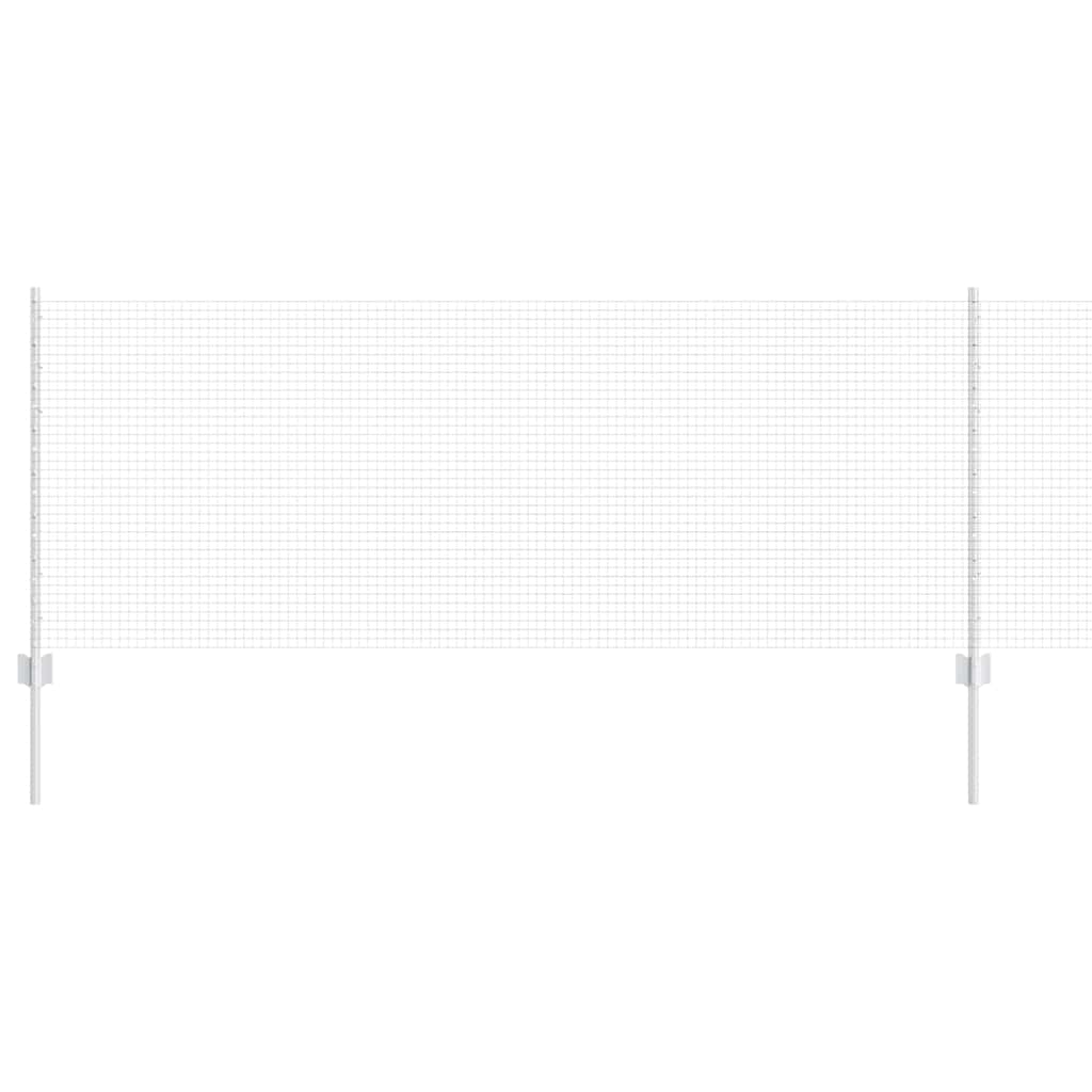 Welded Wire Fence with Posts 10 x 0.8 m Galvanised Steel Silver
