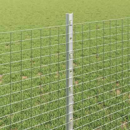 Welded Wire Fence with Posts 10 x 0.8 m Galvanised Steel Silver