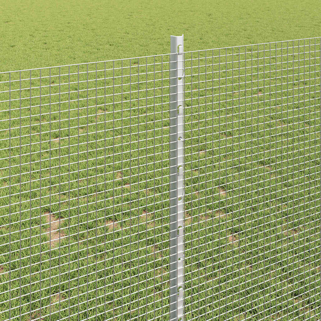 Welded Wire Fence with Posts 10 x 1 m Galvanised Steel Silver
