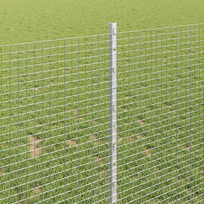 Welded Wire Fence with Posts 10 x 1 m Galvanised Steel Silver