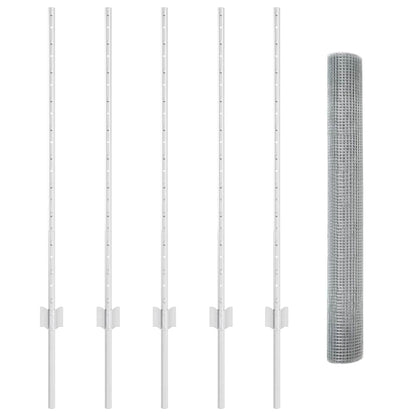 Welded Wire Fence with Posts 10 x 1 m Galvanised Steel Silver