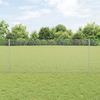 Welded Wire Fence with Posts 10 x 1 m Galvanised Steel Silver