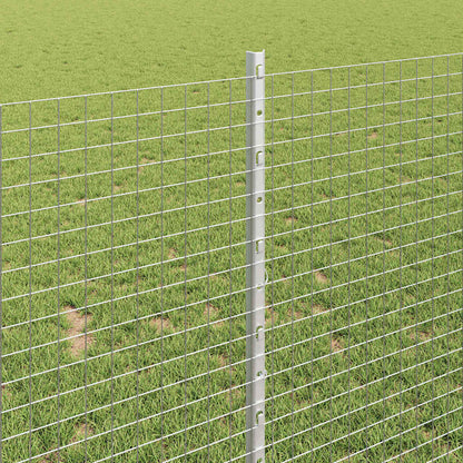 Welded Wire Fence with Posts 10 x 1 m Galvanised Steel Silver