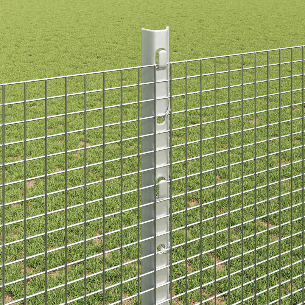 Welded Wire Fence with Posts 10 x 1.2 m Galvanised Steel Silver
