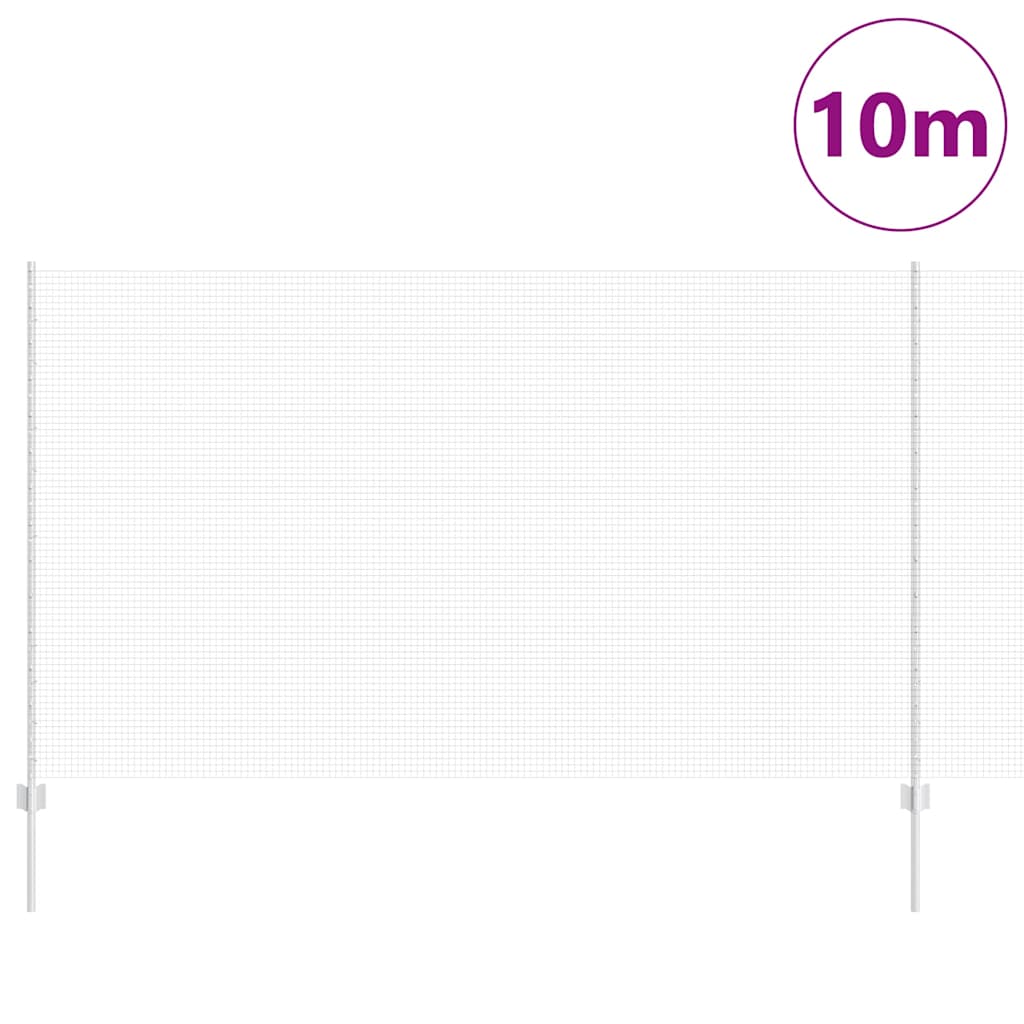Welded Wire Fence with Posts 10 x 1.4 m Galvanised Steel Silver