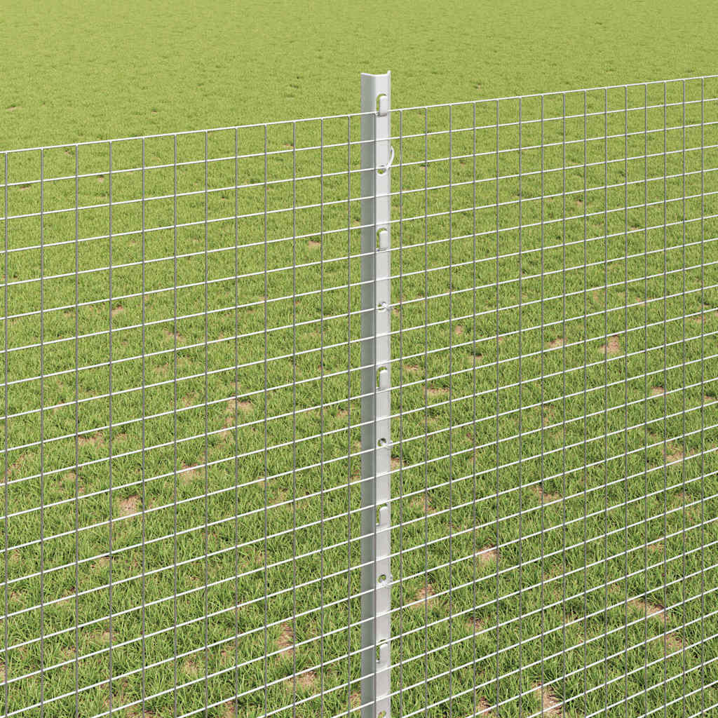 Welded Wire Fence with Posts 10 x 1.4 m Galvanised Steel Silver